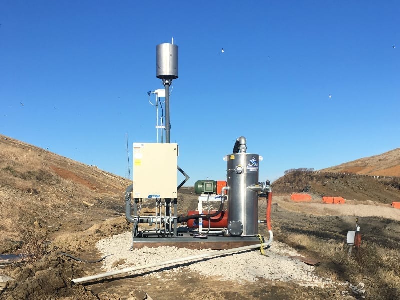 PRM landfill gas flare system outdoor installation