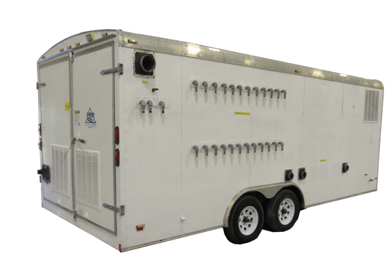 PRM enclosed mobile rental trailer with exterior manifold connections