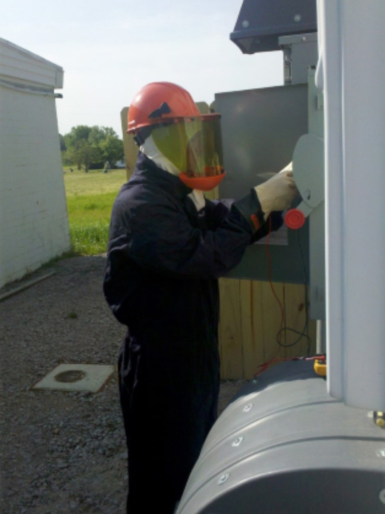 a worker at a hazardous location